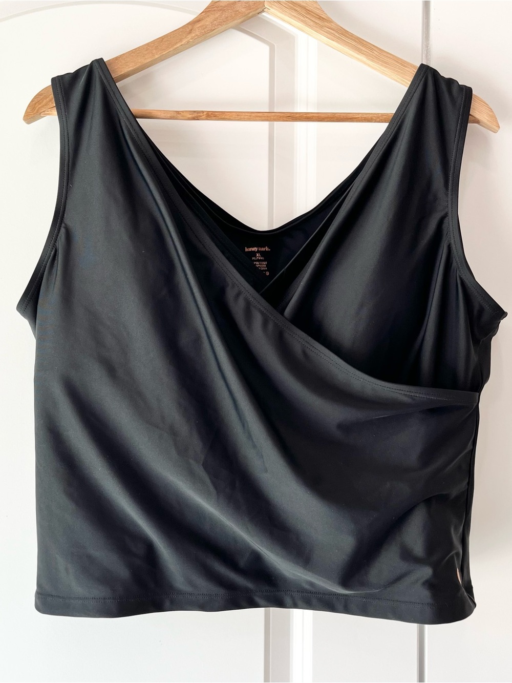 Honey Mark Black Basil Wrap Swim Top - Women Size XL Nursing Friendly